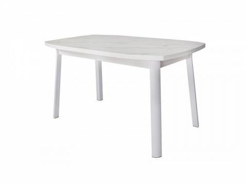 Стол раздвижной Дионис Лайт мрамор белый/белый муар