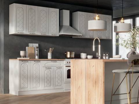 Кухонный гарнитур Милана 2400 мм Белое дерево