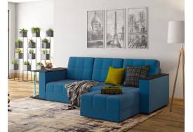 Диван угловой Атлант со столиком велюр Neo 27 сапфир синий