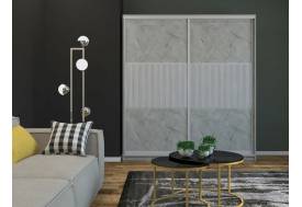 Шкаф-купе Юлия 2000 широкая рельефная вставка МДФ Каспий светлый