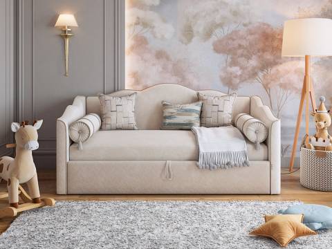 Кровать софа Лея 900 велюр крем/латте