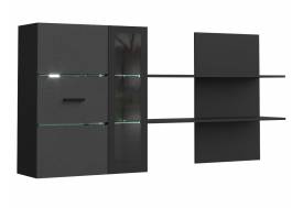 Шкаф навесной с полкой Николь Пластер блэк