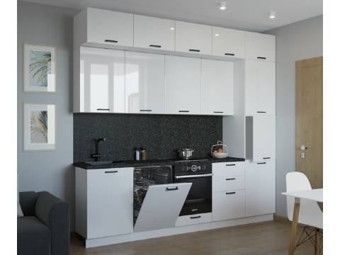 Кухонный гарнитур арт 17 Белый глянец 3000 мм