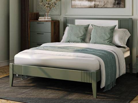 Кровать Бетти 1600 Оливковый/Велюр светлый