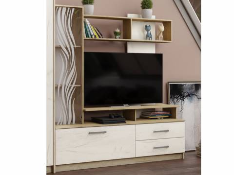 Гостиная центр Дарья дуб крафт серый/дуб крафт белый