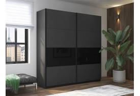 Шкаф-купе двухдверный Прайм серый диамант/черное стекло