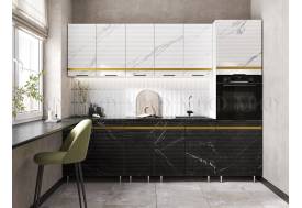 Кухня Милена 2,6 м Мрамор белый софт/Мрамор блэк софт