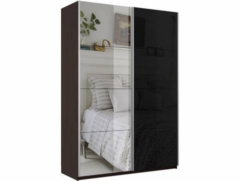 Шкаф-купе Прайм 2-х дверный 1200 Зеркало/Стекло Черное Венге