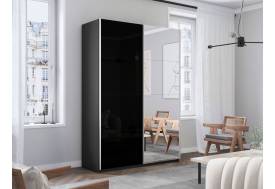 Шкаф-купе Прайм 2-х дверный 1200 Зеркало/Стекло Черное Серый Диамант