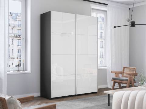 Шкаф-купе Прайм 2-х дверный 1600 Стекло Белое Серый Диамант