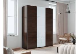 Шкаф-купе Прайм 3-х дверный 1800 ДСП/Стекло Белое/ДСП Венге