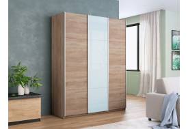 Шкаф-купе Прайм 3-х дверный 2100 ДСП/Стекло Белое/ДСП Сонома