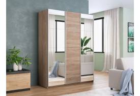 Шкаф-купе Прайм 3-х дверный 1800 два Зеркала/ДСП Сонома