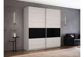 Шкаф-купе Прайм Широкий 2-х дверный ДСП/вставки Стекло Черное Ясень Анкор Светлый