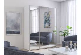 Шкаф-купе Прайм Широкий 3-х дверный три зеркала Белый Снег