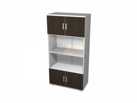 Шкаф-стеллаж четырёхъярусный двухсекционный с четырмя дверями ПД1