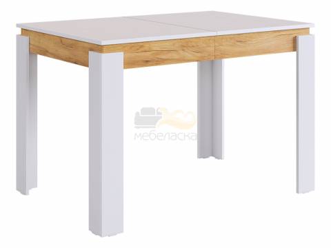 Стол обеденный раздвижной Гермес 2 белое дерево/дуб крафт золотой