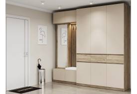 Модульная прихожая Бостон ЛДСП кашемир с трехдверным шкафом