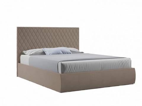 Кровать Стелла с ПМ 1600х2000 мм микровелюр капучино
