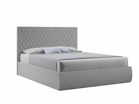 Кровать Стелла с ПМ 1800х2000 мм микровелюр светло-серый