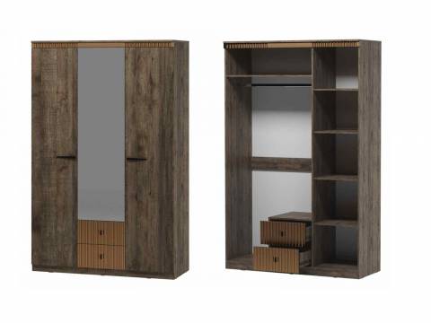 Шкаф трехдверный № 1 с цоколем Ольга 3 дуб коми