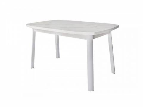 Стол раздвижной Дионис Лайт 1600 мрамор белый/белый муар