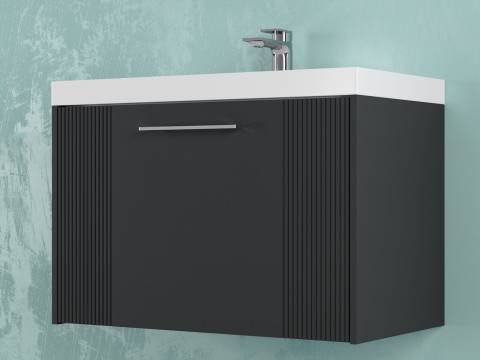 Тумба Альба 70 подвесная 1 ящик раковина Слим 70 антрацит