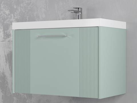Тумба Альба 70 подвесная 1 ящик раковина Слим 70 мята