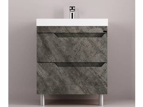 Тумба Леон 60 напольная 2 ящика раковина Слим 60 оникс