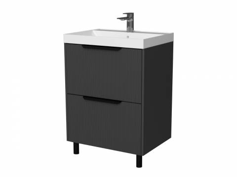 Тумба Рица 80 напольная 2 ящика раковина Слим 80 Антрацит