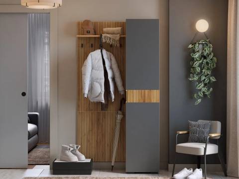 Прихожая Мебельсон К5 дуб крафт золотой/графит