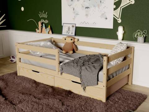 Кровать-софа детская с бортиками без покраски 80х160 см с ящиками
