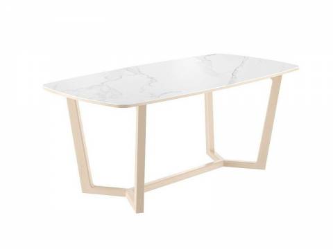 Стол нераздвижной Фрейм мрамор белый/массив дуб нордик