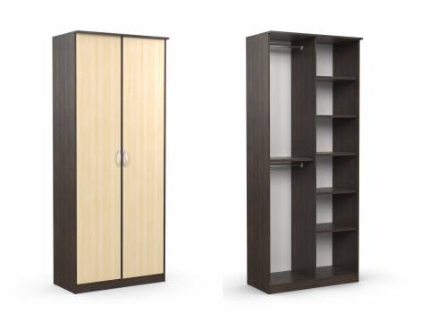 Шкаф 2-х створчатый Дуэт Люкс без зеркала Венге/Млечный Дуб