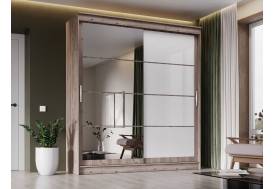 Шкаф-купе Гранд-1 2000 Дуб Горный-двери Зеркало-Лакобель белый