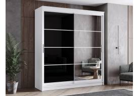 Шкаф-купе Гранд-1 2000 Белый гладкий-двери Зеркало-Лакобель черный