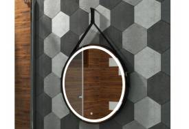 Зеркало Uperwood Round LED подсветка черный ремень D 80 см