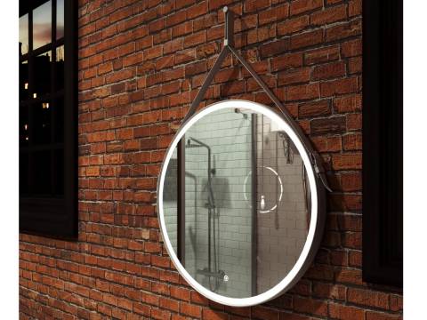 Зеркало Uperwood Round LED подсветка белый ремень D 80 см
