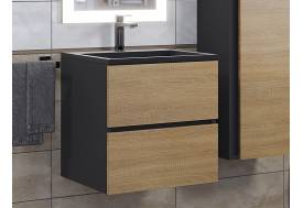 Тумба с раковиной Uperwood Barsa 60 см раковина черный глянец-тумба черная/дуб сонома