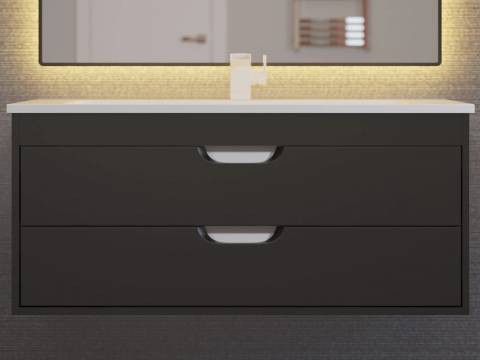 Тумба с раковиной Uperwood Modul матовая черная 100 см