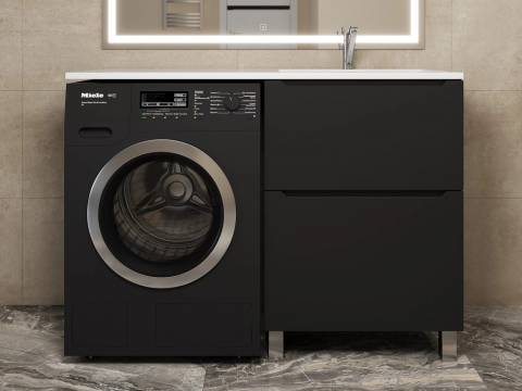 Тумба под стиральную машину Uperwood Tanos 60 см, напольная, 2 ящика, черная