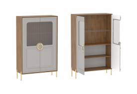 Пенал низкий со стеклом Палермо Дуб Каселла коричневый