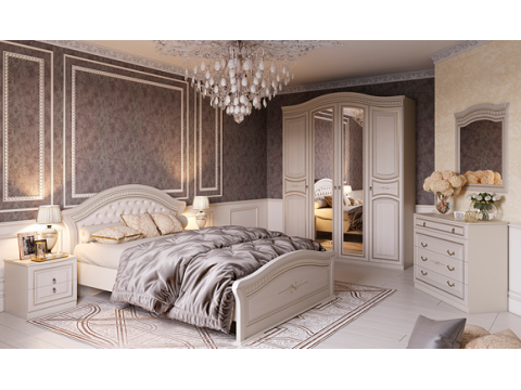 Спальный гарнитур Николь Ясень жемчужный/Ваниль