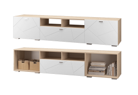 Тумба под ТВ 1ящик 2 двери Скайлайн белый шагрень