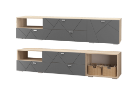 Тумба под ТВ 3 ящика 1 дверь Скайлайн графит