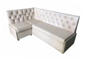 Угловой диван Призма каретная стяжка белый